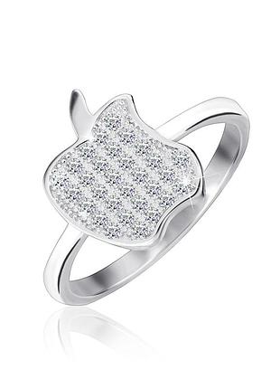 Серебряное кольцо с фианитами, размер 15,5, вес: 2.0 г
