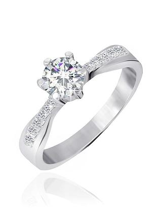 Серебряное кольцо с фианитами, размер 17,0, вес: 2.7 г