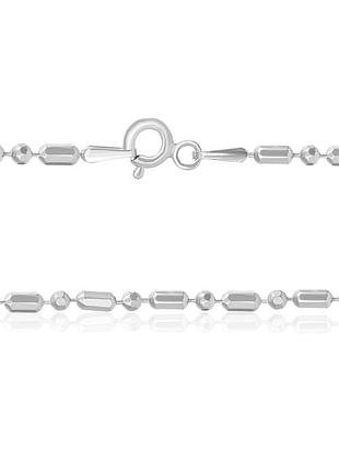 Серебряная цепочка, плетение бусина, размер 40 см x 0,15 см, вес: 2.8 г