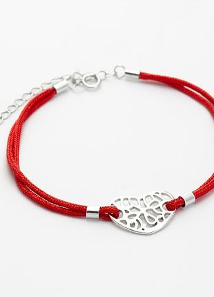 Серебряный браслет сердце, размер 17 см x 0,3 см, вес: 2.0 г