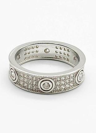 Серебряное кольцо в стиле "cartier" со вставкой фианит, размер 18,0, вес: 4.4 г