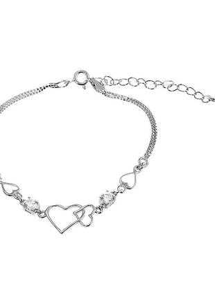 Серебряный браслет со вставкой фианит, размер 16 см x 0,8 см, вес: 3.1 г