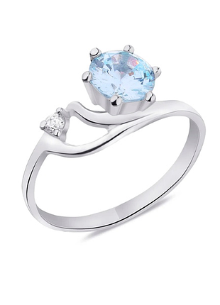 Серебряное кольцо с фианитами, размер 15,5, вес: 1.4 г