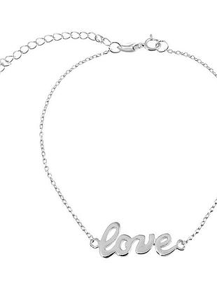 Серебряный браслет love, размер 17 см x 0,1 см, вес: 1.3 г