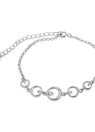 Серебряный браслет со вставкой фианит, размер 16,5 см x 0,1 см, вес: 3.8 г