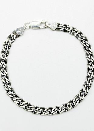 Серебряный браслет, плетение нонна (мона лиза), размер 20 см x 0,6 см, вес: 8.8 г