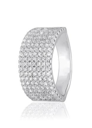 Серебряное кольцо с фианитами, размер 16,0, вес: 6.4 г