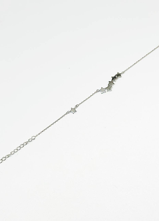 Серебряный браслет родированный, размер 15,5 см x 0,1 см, вес: 2.0 г