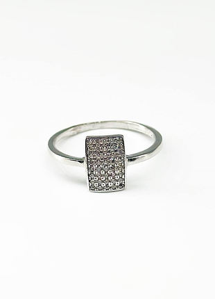 Серебряное кольцо с фианитами, размер 16,0, вес: 1.7 г