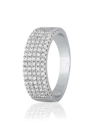 Серебряное кольцо с фианитами, размер 15,5, вес: 5.0 г