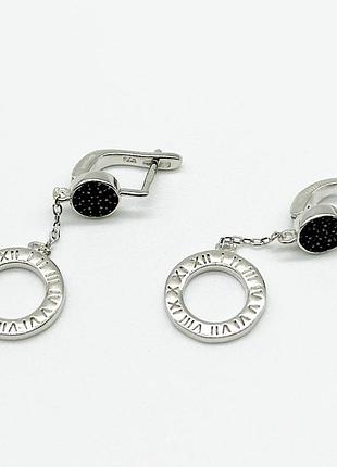 Серебряные серьги в стиле "bvlgari" со вставкой фианит