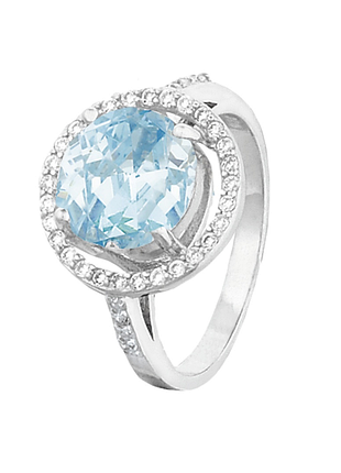 Серебряное кольцо с фианитами, размер 17,0, вес: 4.6 г
