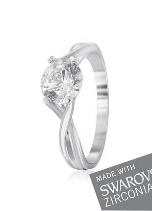Серебряное кольцо с цирконием swarovski zirconia, размер 16,0, вес: 2.8 г