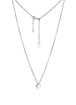 Серебряное колье родированное со звездой, размер 48 см x 0,1 см, вес: 1.9 г