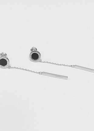 Серебряные серьги в стиле "bvlgari" со вставкой оникс