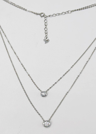Срібне кольє зі вставкою swarovski zirconia, розмір 38-44 см x 0,1 см, вага: 3.5 г