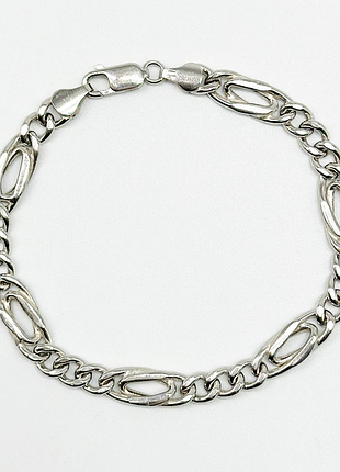 Серебряный браслет, плетение тигровый глаз 3+1, размер 21 см x 0,75 см, вес: 8.4 г