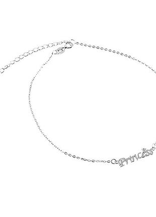 Серебряный браслет "princess" на ногу, плетение якорь+декор, размер 22,5 см x 0,1 см, вес: 1.6 г
