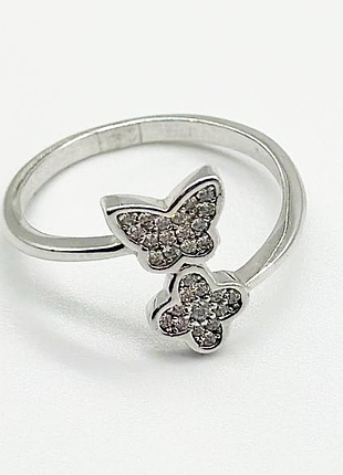 Серебряное кольцо в стиле "van cleef и arpels" с фианитами, размер 16,0, вес: 1.8 г