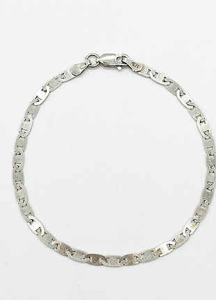 Серебряный браслет, плетение гуччи марина плоский, размер 19 см x 0,3 см, вес: 3.2 г