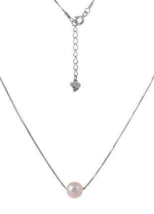 Серебряное колье с жемчугом, размер 43 см x 0,1 см, вес: 1.8 г