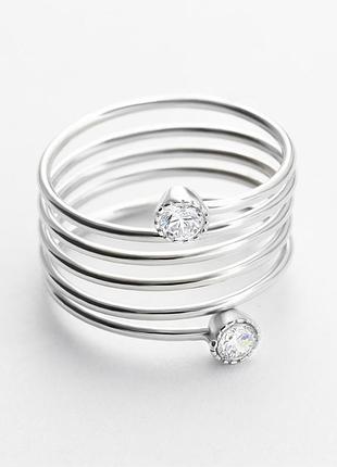 Серебряное кольцо покрытое родием со вставкой swarovski zirconia, размер 15,0, вес: 2.8 г