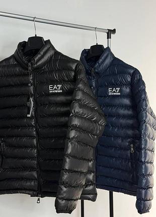 Мужской микропуховик emporio armani ea7 легкая зимняя куртка стебана синій, l