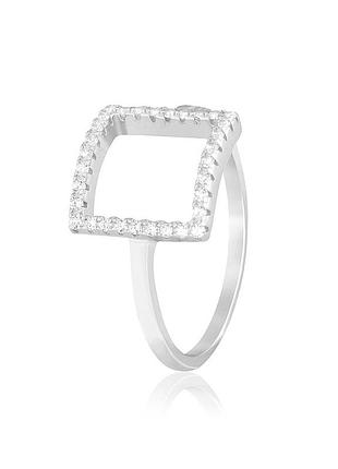 Серебряное кольцо геометрия с фианитами, размер 17,0, вес: 1.5 г