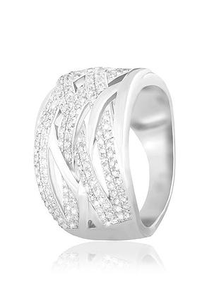 Серебряное кольцо с фианитами, размер 18,0, вес: 6.4 г