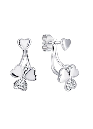 Серебряные серьги в стиле "van cleef и arpels" с фианитами