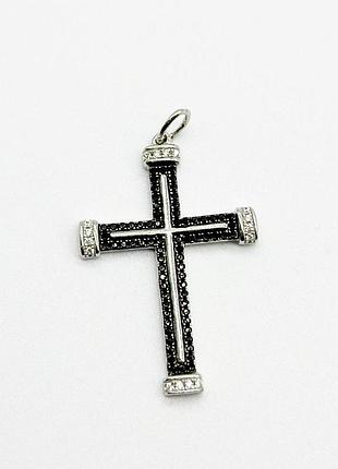 Серебряная подвеска "крестик" со вставкой фианит