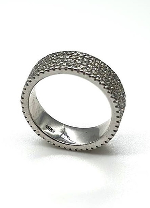 Серебряное кольцо в стиле "tiffany" с фианитами, размер 15,5, вес: 5.2 г