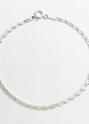 Серебряный браслет, плетение улитка, размер 19 см x 0,25 см, вес: 2.3 г