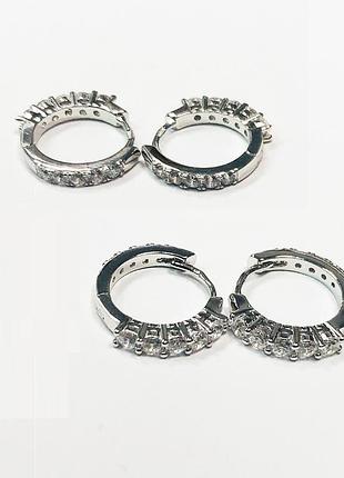 Серебряные серьги конго двусторонние со вставкой фианит