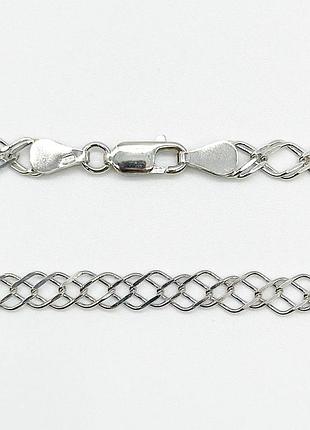 Серебряная цепочка, плетение двойной ромб (рембо), размер 50 см x 0,4 см, вес: 7.9 г