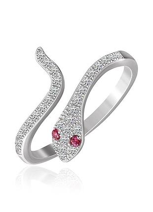 Серебряное кольцо с красными фианитами, размер 16,0, вес: 1.6 г