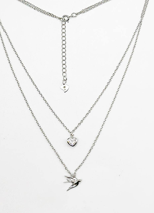 Срібне кольє родоване зі вставкою swarovski zirconia, розмір 40-46 см x 0,15 см, вага: 5.1 г