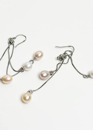Серебряные серьги родированные со вставкой sea shell pearl