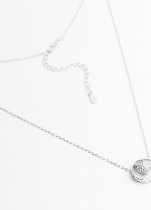 Серебряное колье с белым фианитом, размер 40 см x 0,1 см, вес: 3.7 г