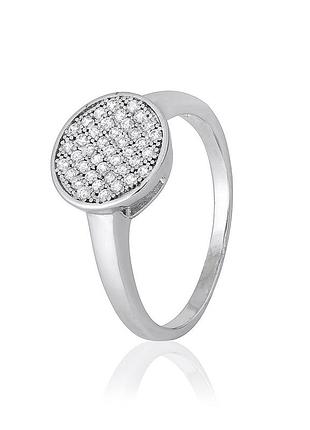 Серебряное кольцо с фианитами, размер 16,5, вес: 3.2 г