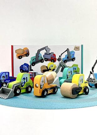 Гр будівельні машинки 76523 (32) "4fun game club wood", 7 машинок, у коробці