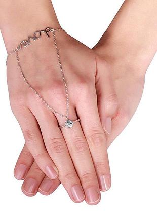 Срібний браслет зі вставкою фіаніт love, розмір 18 см x 5 см, вага: 4.5 г