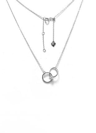 Серебряное колье со вставкой фианит, размер 43 см x 0,1 см, вес: 2.5 г
