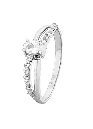 Серебряное кольцо с фианитами, размер 15,5, вес: 1.6 г