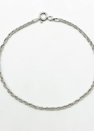 Серебряный браслет, плетение корд, размер 19 см x 0,2 см, вес: 1.8 г