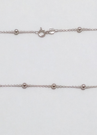 Серебряная цепочка, плетение якорь с шариками, размер 45 см x 0,1 см, вес: 3.5 г