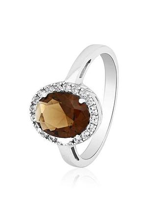 Серебряное кольцо с фианитами, размер 15,5, вес: 3.4 г