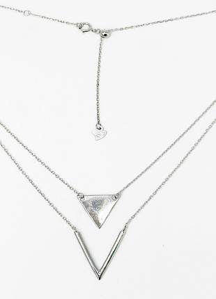 Серебряное колье родированное, размер 35-47 см x 0,1 см, вес: 4.4 г