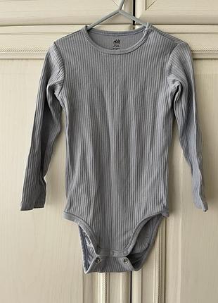 Боді для дівчинки хлопчика h&m блакитний в рубчик розмір 98