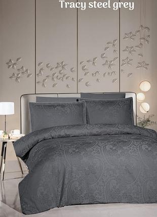 Постельное белье сатиновое la romano premium 300 tc полуторный размер tracy streel grey